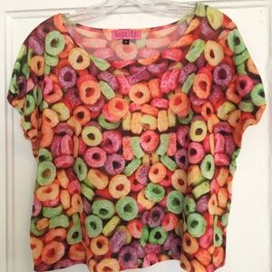 Sugar High graphic Froot Loops print crop top